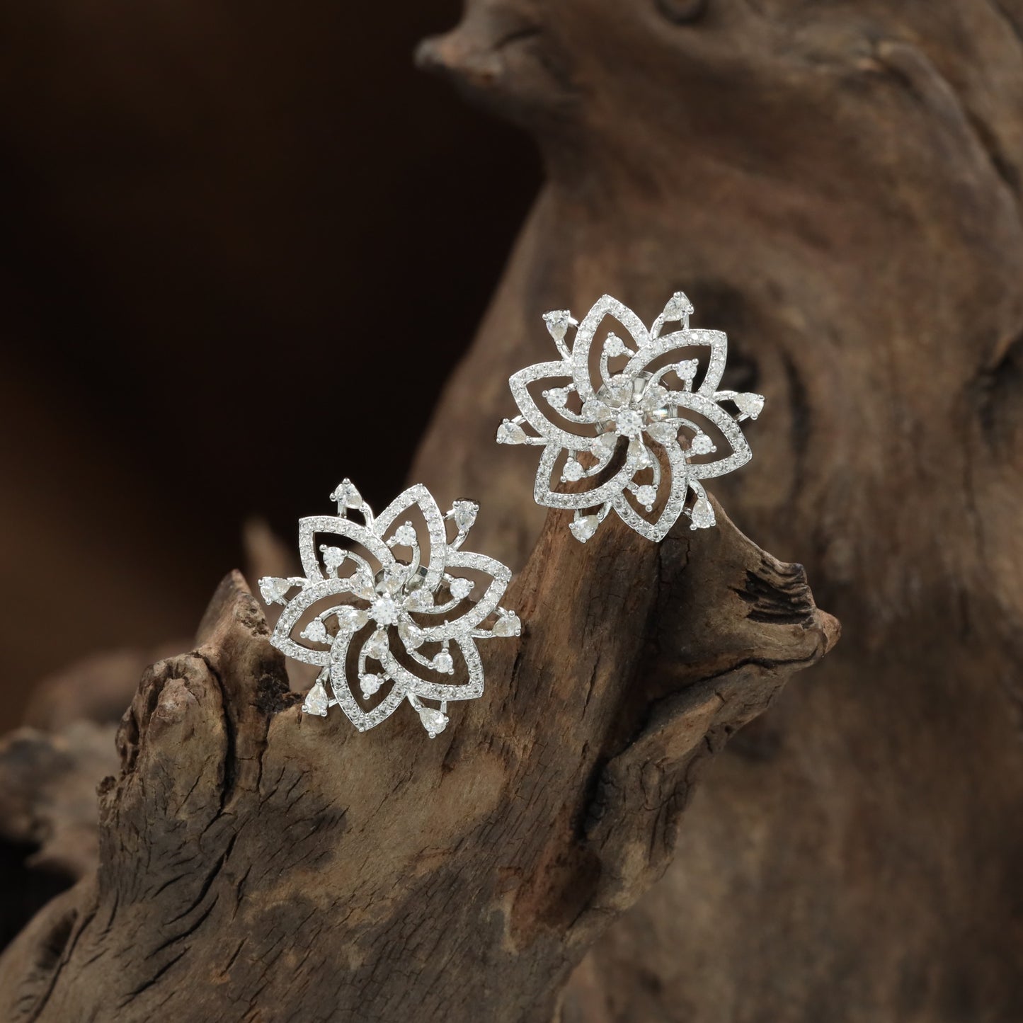Border Floral Stud with Twisted Loop Arrangement