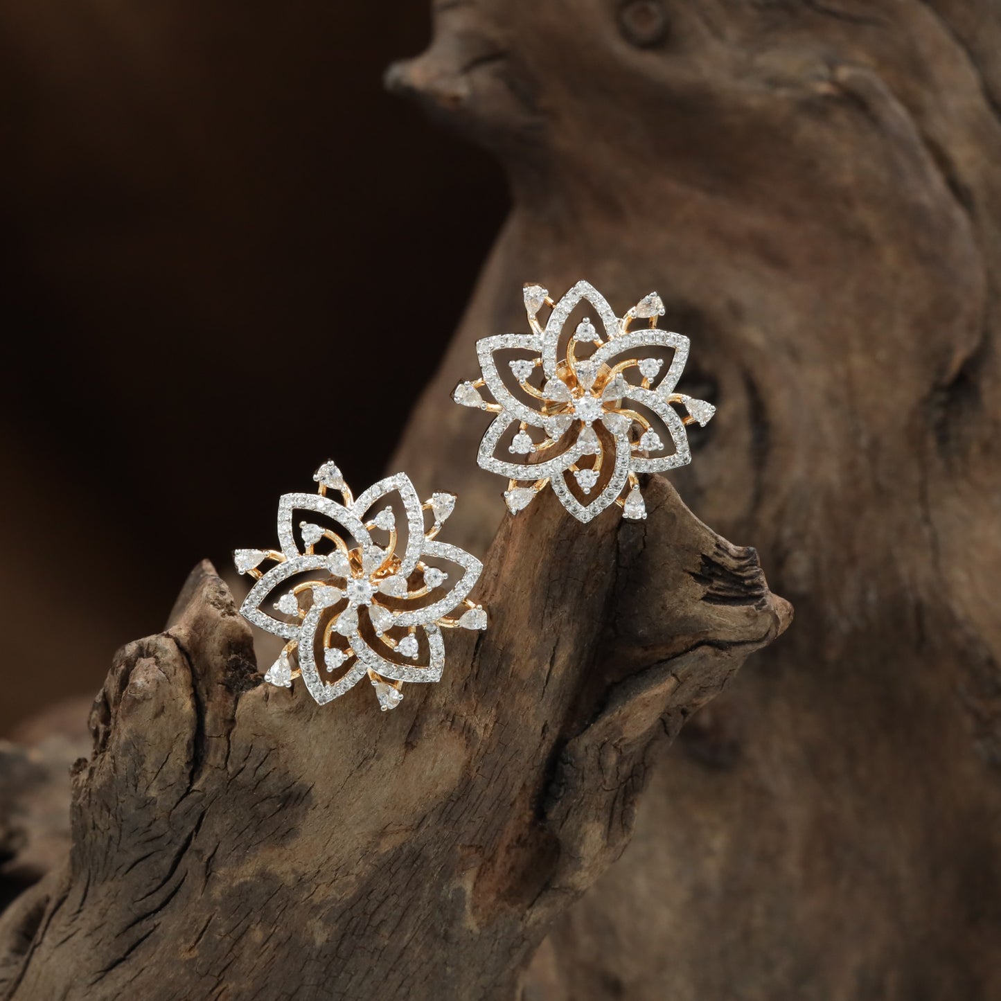 Border Floral Stud with Twisted Loop Arrangement