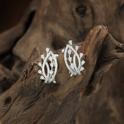 Border Leaf Stud with Open Marquise Detailing