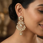 Bordered Arch Kundan Hanging with Circular Frame Layout and Hanging Drops