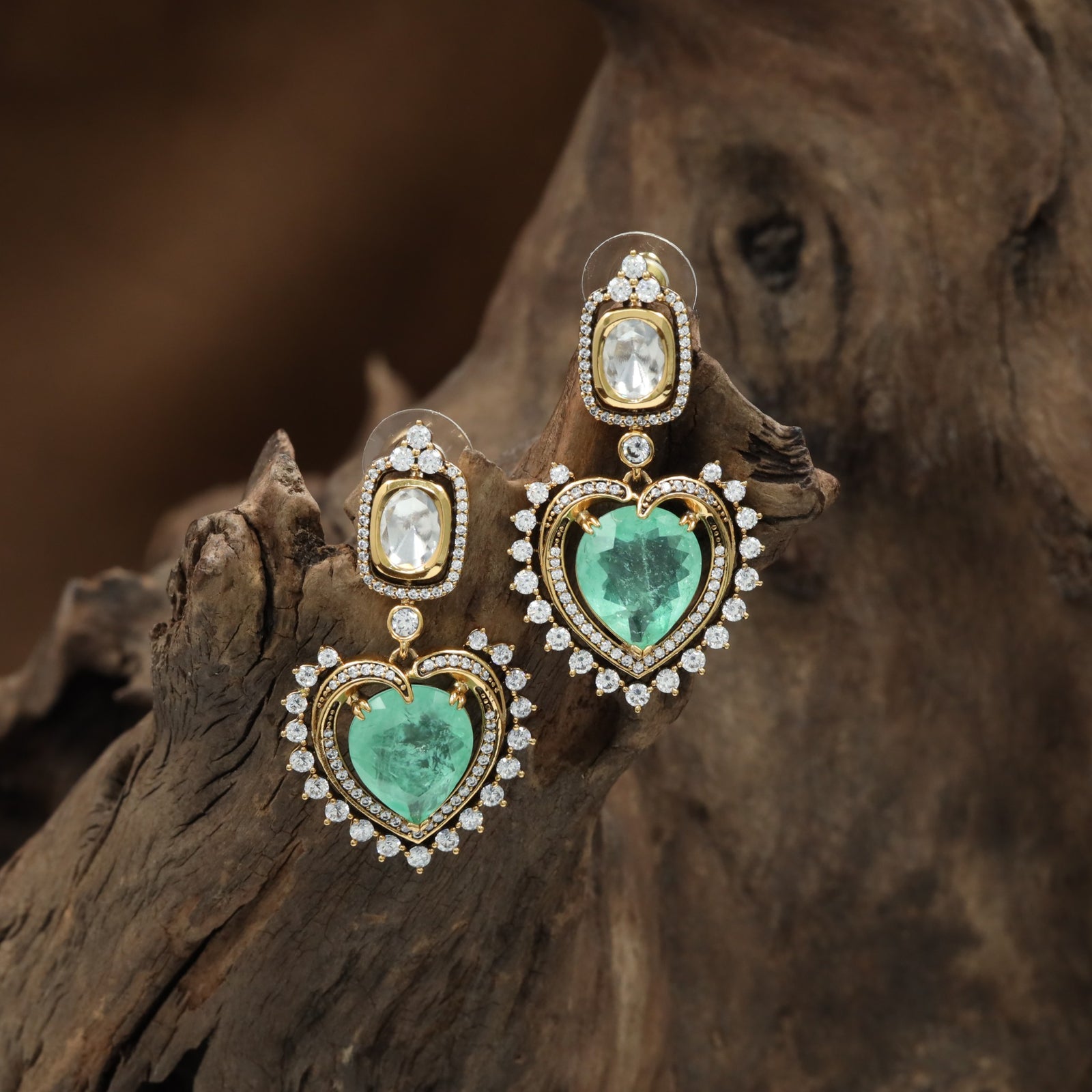 Heart Kundan Hanging with Pearl Border Fringe