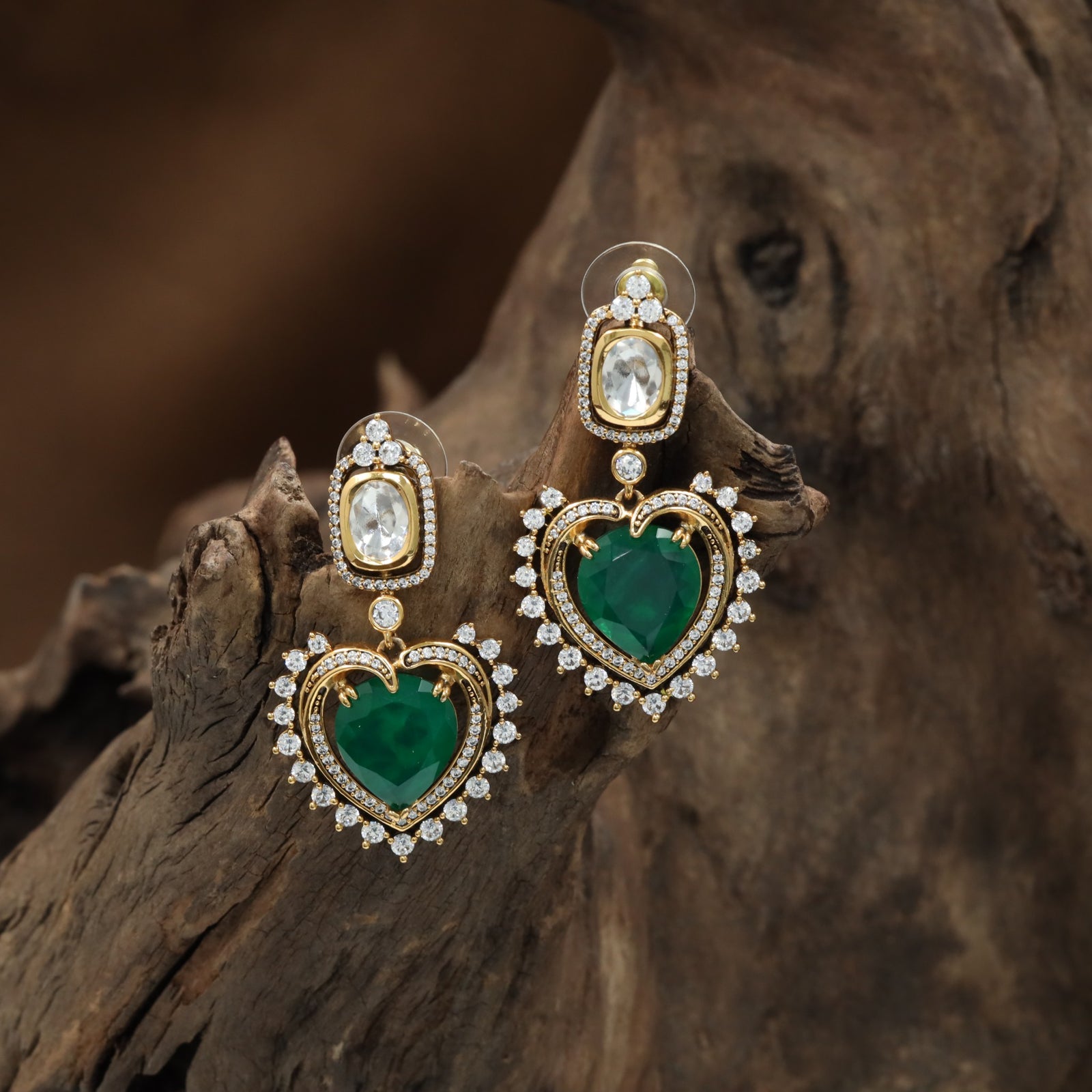 Heart Kundan Hanging with Pearl Border Fringe