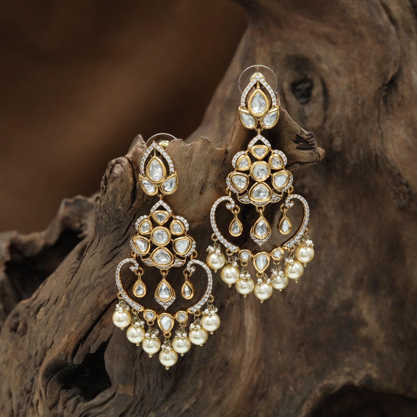 Dome Petal Kundan Hanging with Open Heart Border and Beaded Tassels