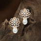 Encircled Flower Stud with Symmetrical Loop Pearl Bead