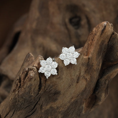 Crystal Flower Stud with Marquise Cluster Arrangement