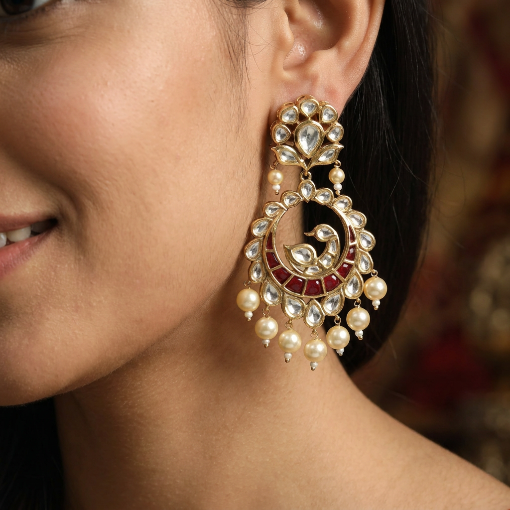 Premium Kundan Hanging with Raised Oval Centre