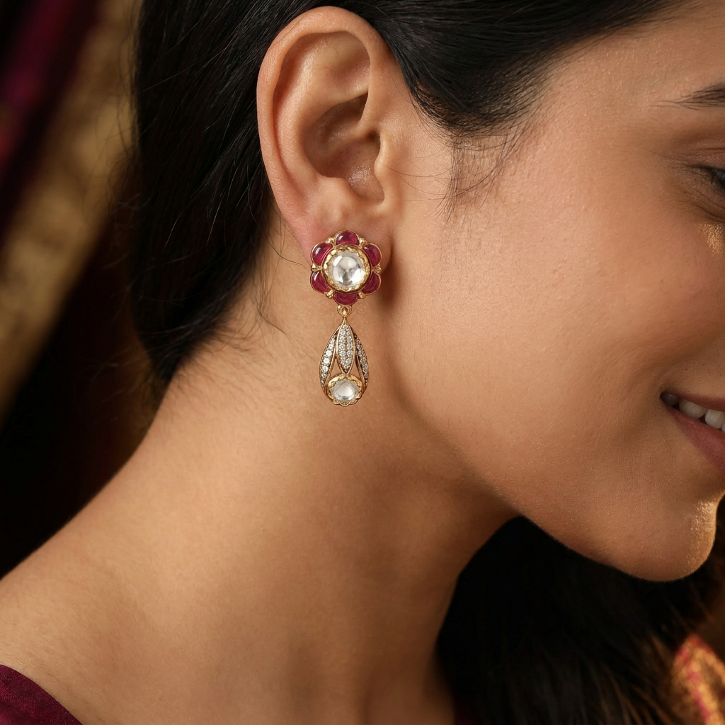 Royal Floral Kundan Hanging with Hanging Pear Arrangement