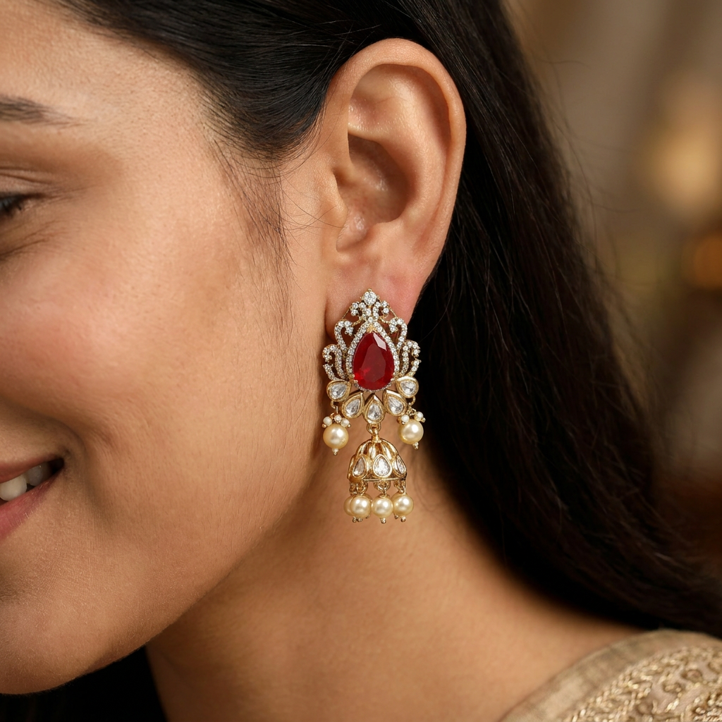 Refined Drop Kundan Hanging with Decorative Arch Styling