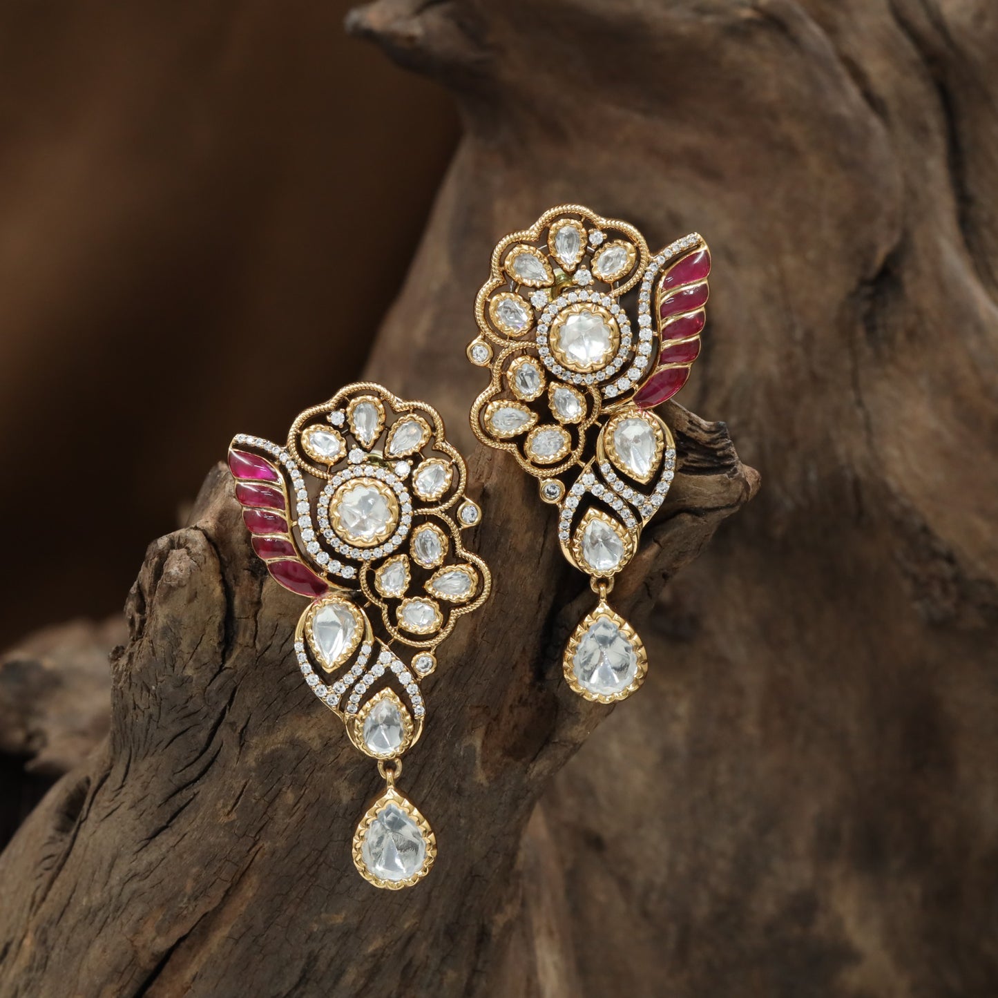 Butterfly Wing Kundan Hanging with Pearl Drop Detailing