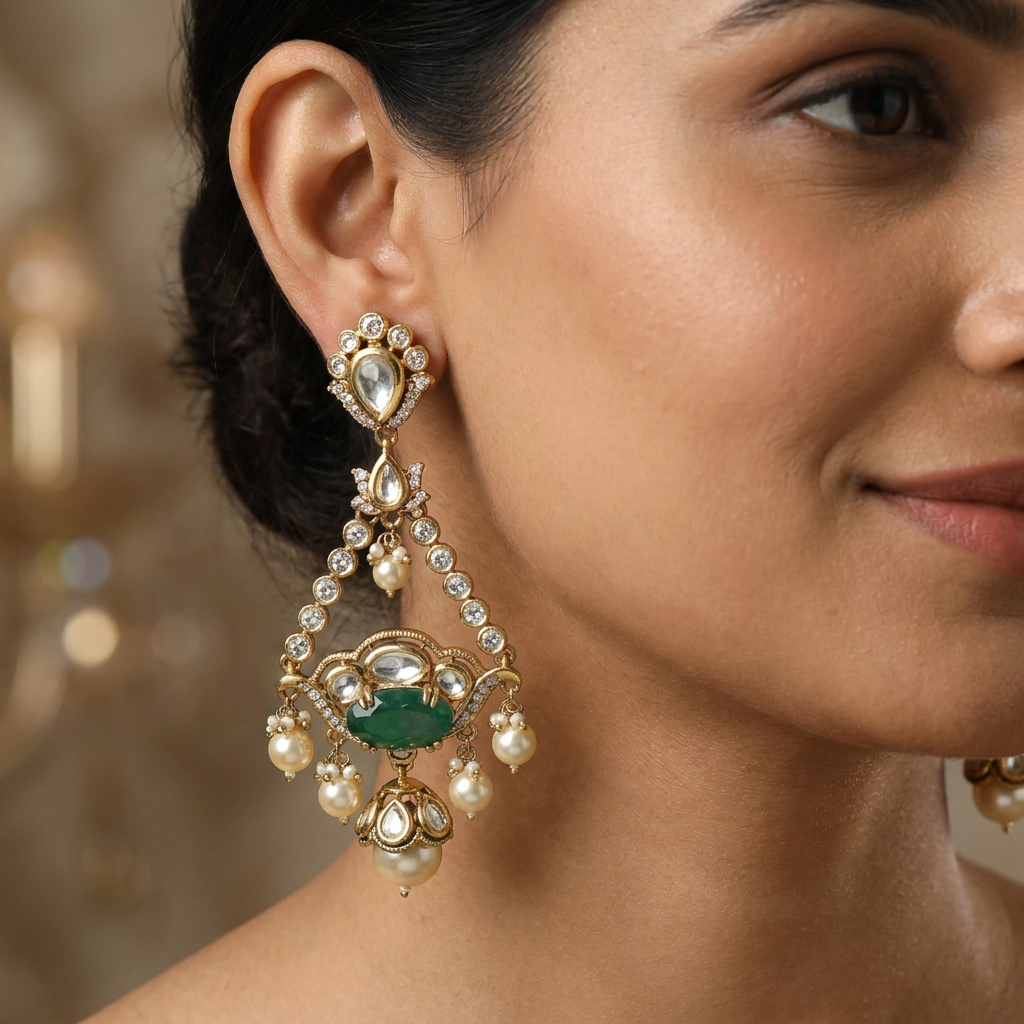 Radiant Arch Kundan Hanging with Teardrop Accent Styling