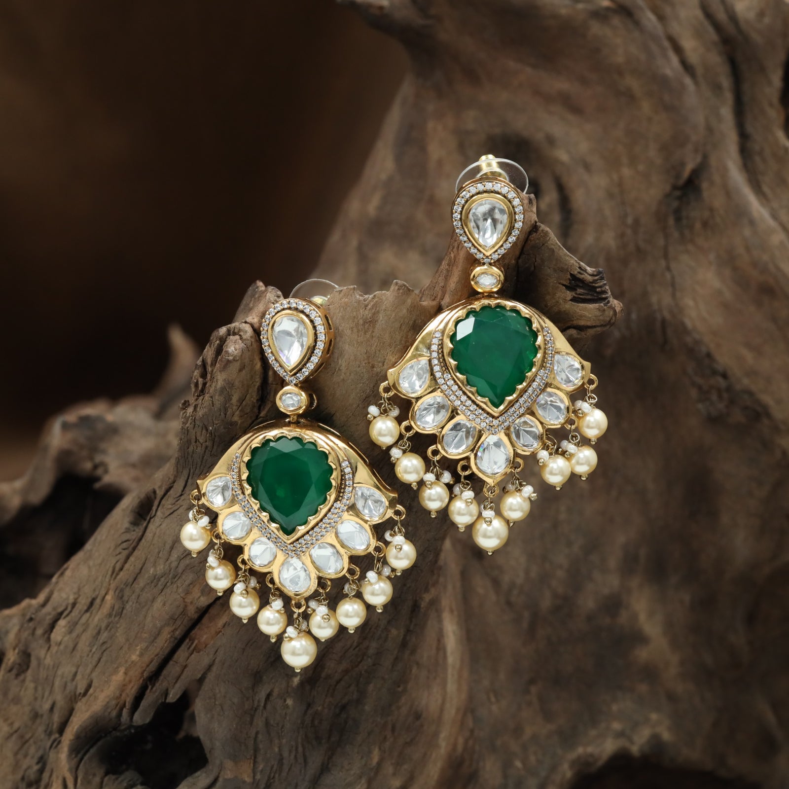 Classic Drop Kundan Hanging with Layered Pearl Arrangement