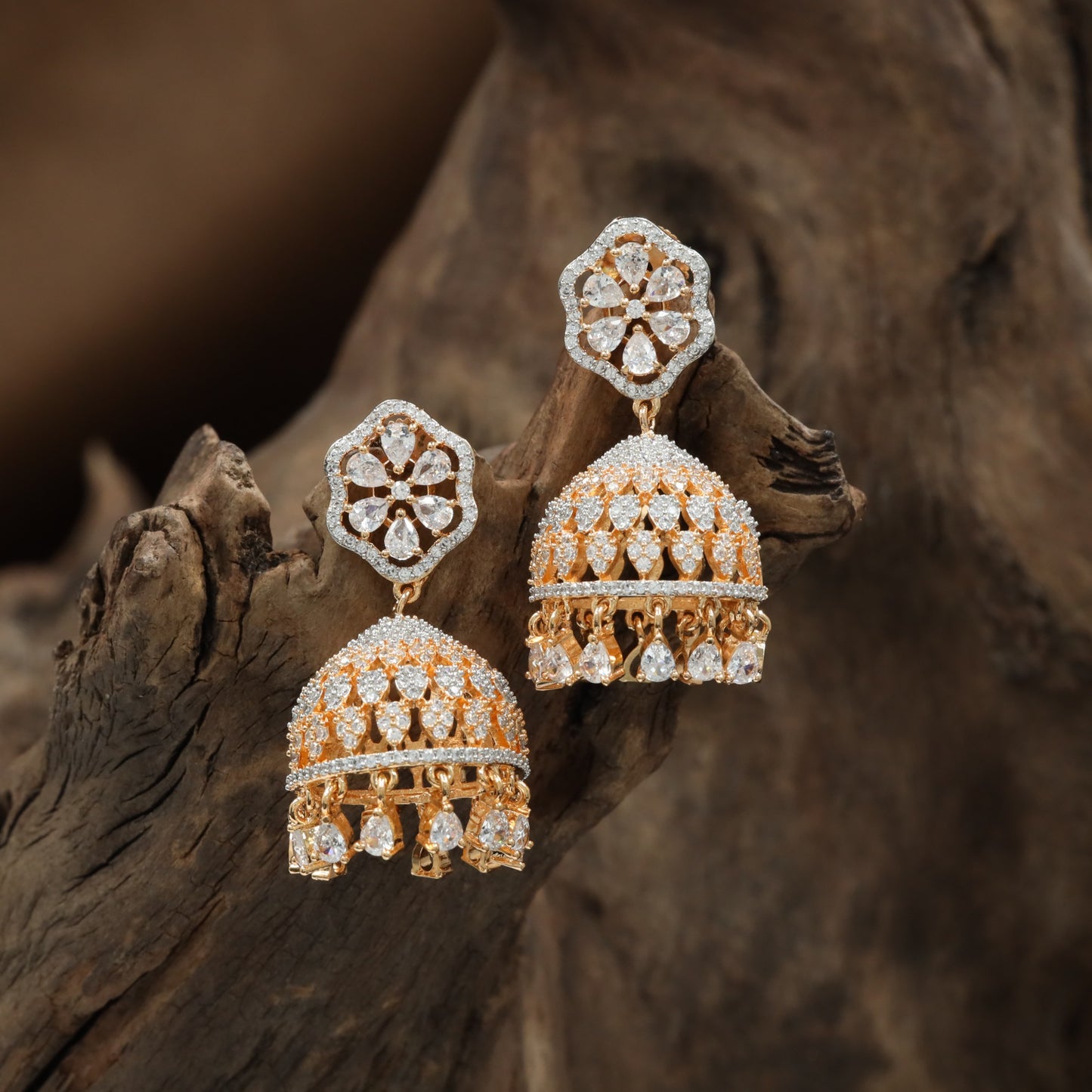Grand Jhumka with Raised Border Styling and Dome Detailing