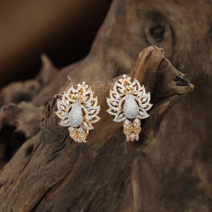 Grand Peacock Gj Stud with Open Wing Arrangement and Floral Detailing