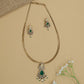 Pear Drop Kundan Necklace with Hanging Border Arrangement and Matching Earrings