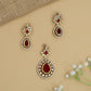 Pear Drop Kundan Pendant Set with Double Border Arrangement and Matching Studs