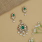 Royal Bloom Pendant Set featuring Raised Halo Placement and Border Styling