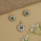 Royal Floral Pendant Set featuring Compact Bloom Arrangement and Matching Studs