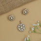 Royal Floral Pendant Set featuring Compact Bloom Arrangement and Matching Studs
