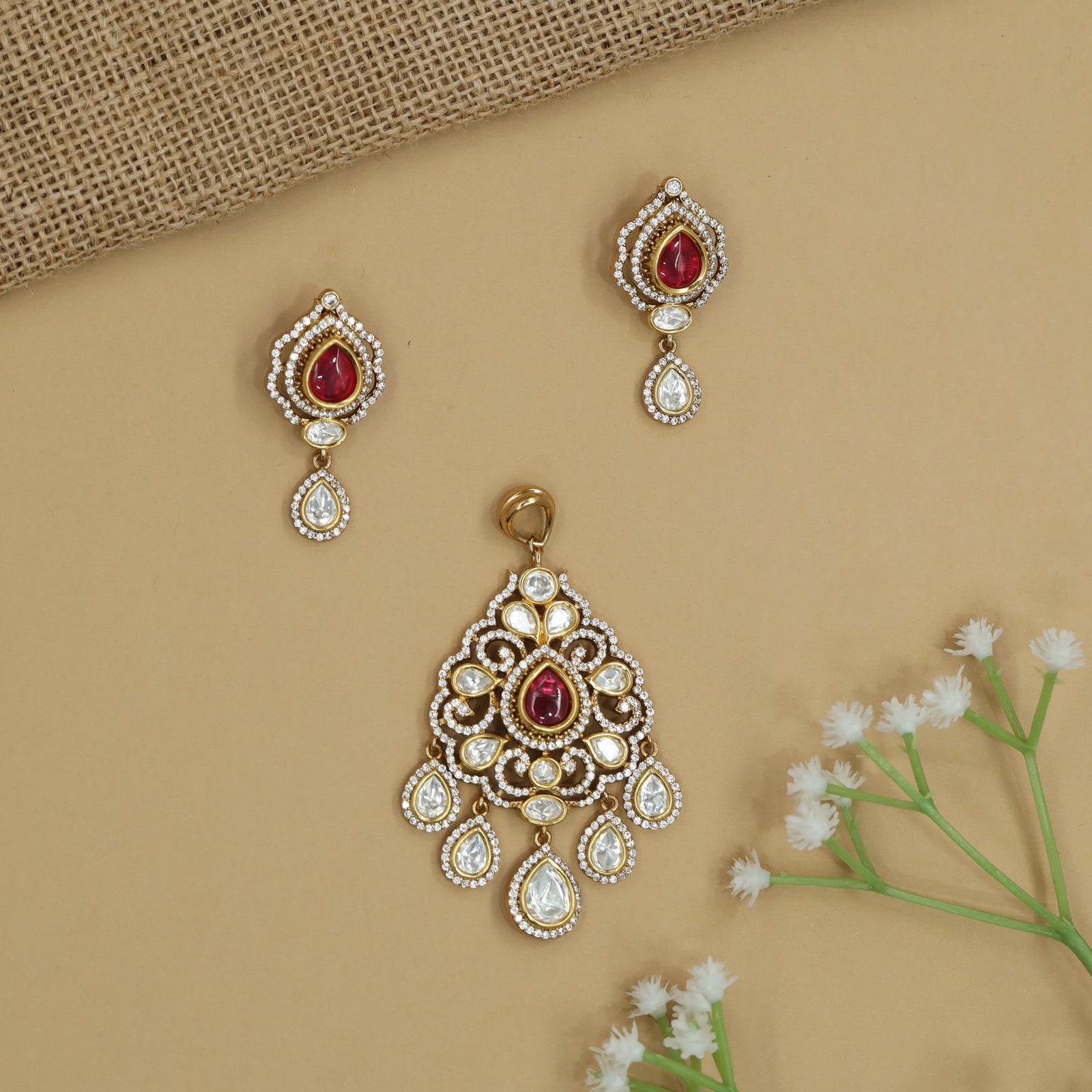 Arched Bloom Pendant Set showcasing Scroll Pattern Center Arrangement