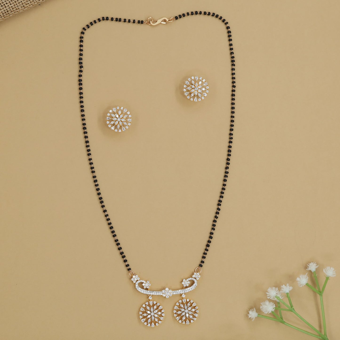 Royal Gj Disc Drop Mangalsutra with Twin Hanging Pendants