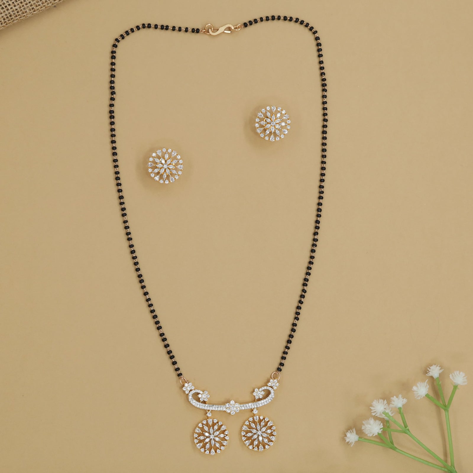 Royal Gj Disc Drop Mangalsutra with Twin Hanging Pendants