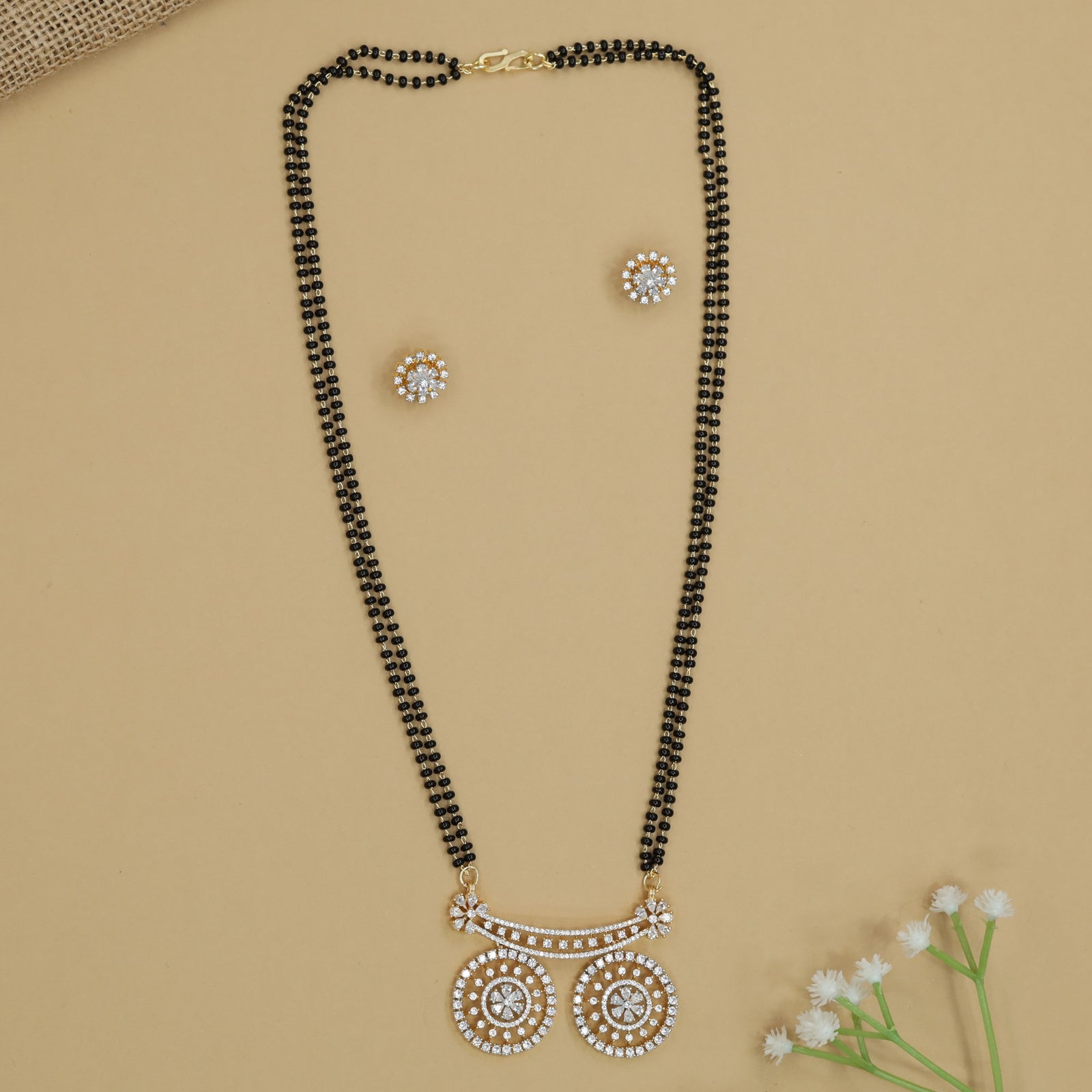 Royal Twin Disc Mangalsutra with Circular Pendant Drops