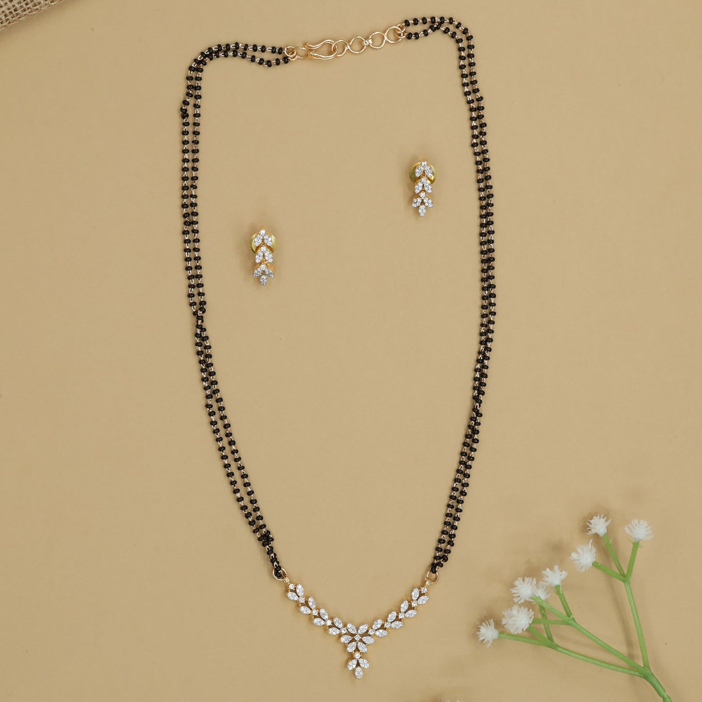 Classic Dual Strand Mangalsutra with Floral Center Layout