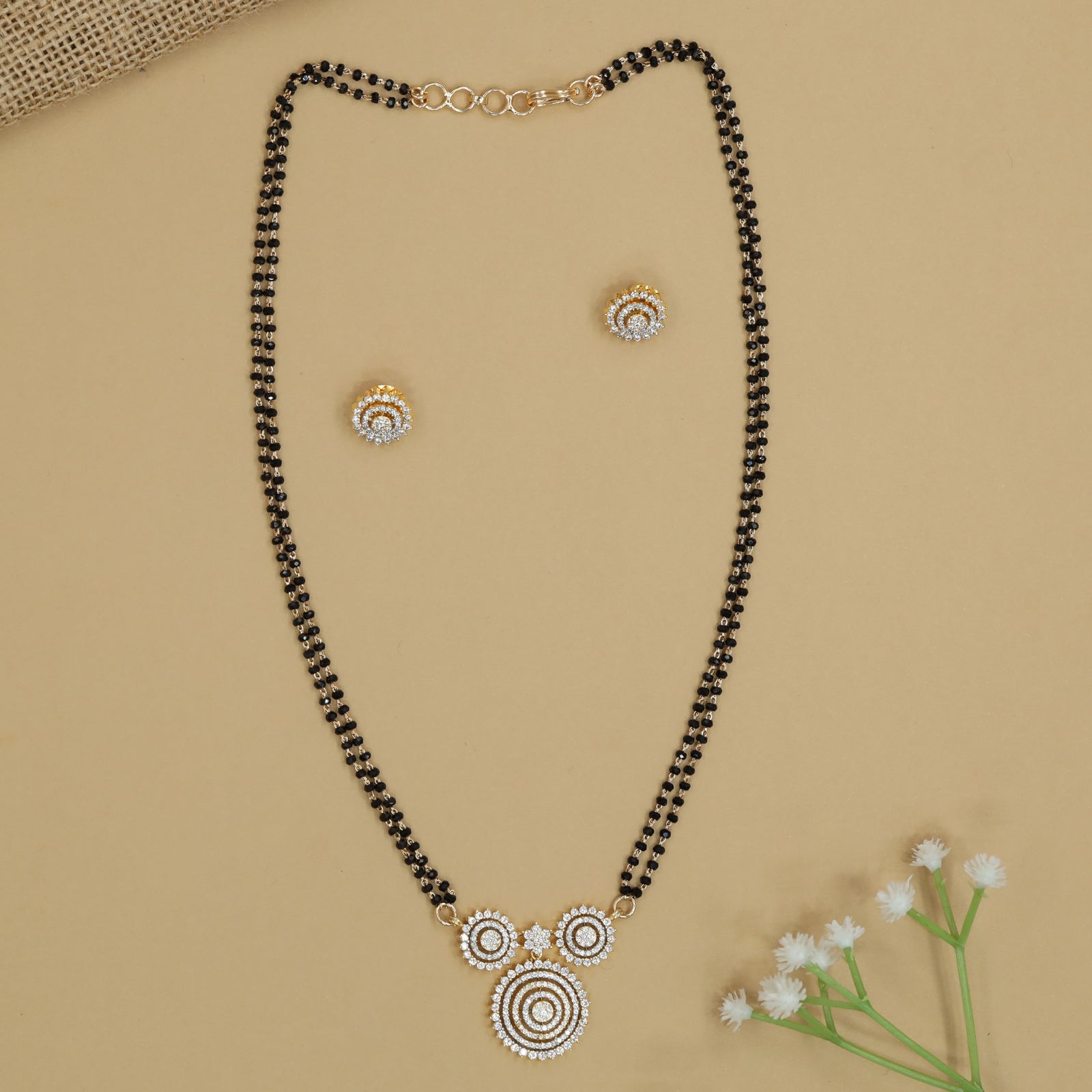 Circular Disc Gj Mangalsutra with Layered Round Pendant Arrangement