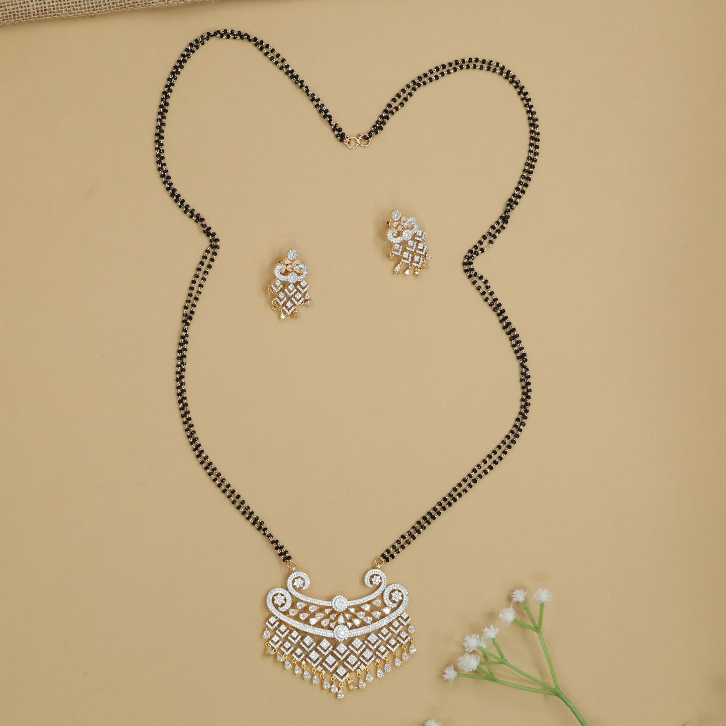Royal Fringe Gj Mangalsutra with Curved Arch Styling