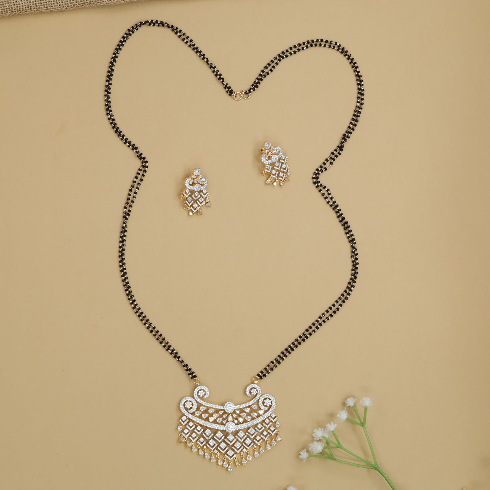 Royal Fringe Gj Mangalsutra with Curved Arch Styling