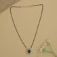 Oval Halo Gj Mangalsutra with Leaf Border Pendant Design