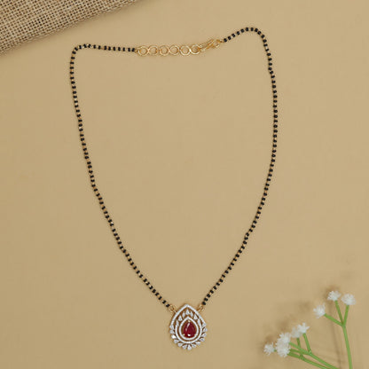 Teardrop Frame Gj Mangalsutra with Layered Pendant Design
