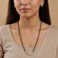 Ribbon Arc Gold Polish Mangalsutra with Hanging Oval Accent