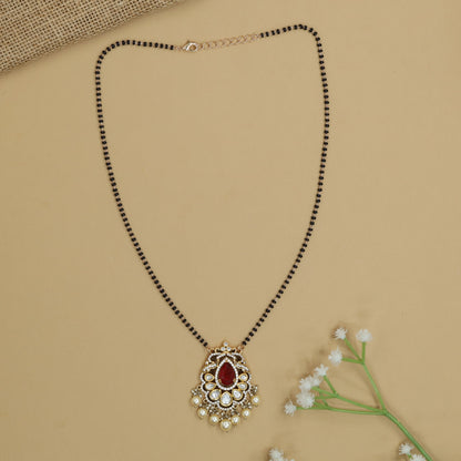Royal Drop Kundan Mangalsutra with Floral Border Pendant