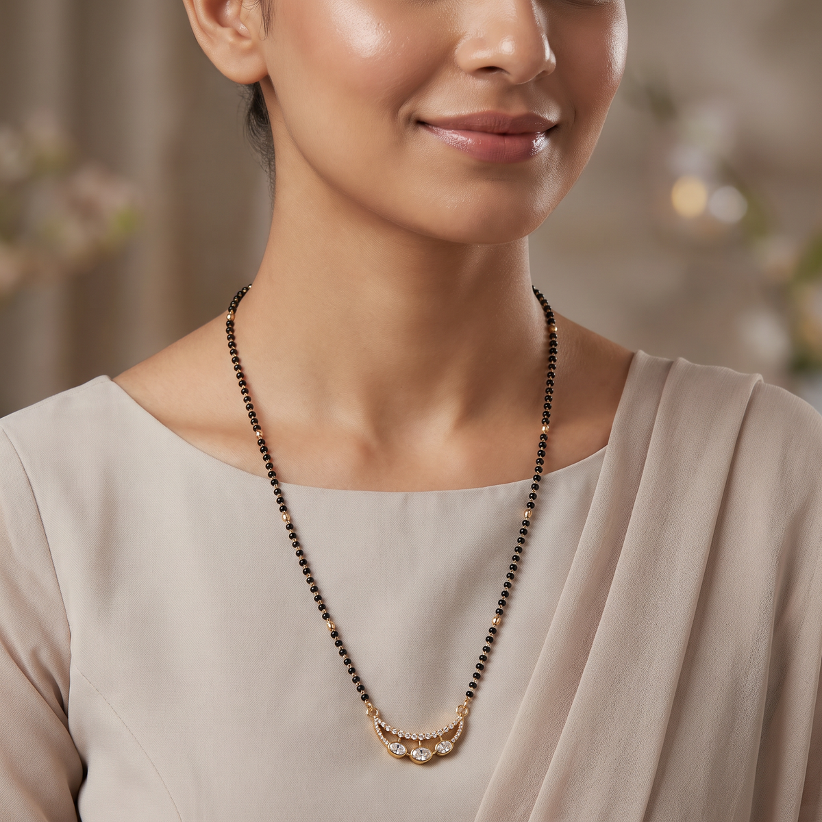 Stylish Kundan Mangalsutra with Oval Center Design