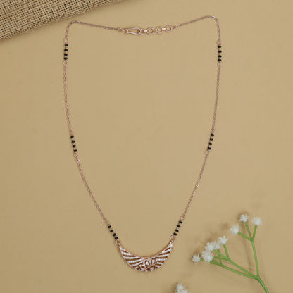 Fancy Rose Gold Mangalsutra with Curved Stripe Pattern