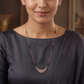 Fancy Rose Gold Mangalsutra with Curved Stripe Pattern