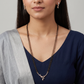 Leaf Drop Gold Polish Mangalsutra with Curved Ribbon Pendant