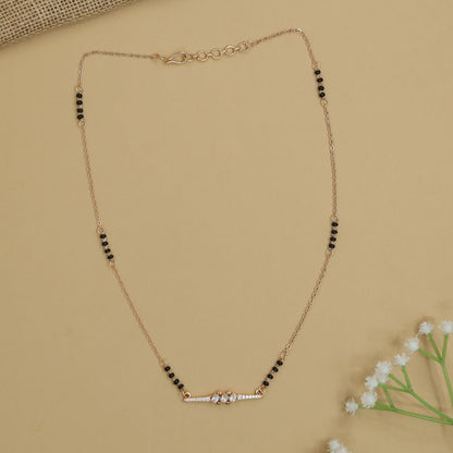 Delicate Exclusive Gold Polish Mangalsutra with Spaced Bead Clusters and Slim Centre Bar