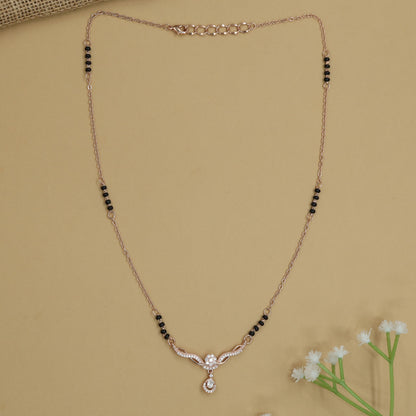 Floral Curve Gold Polish Mangalsutra with Circular Hanging Accent