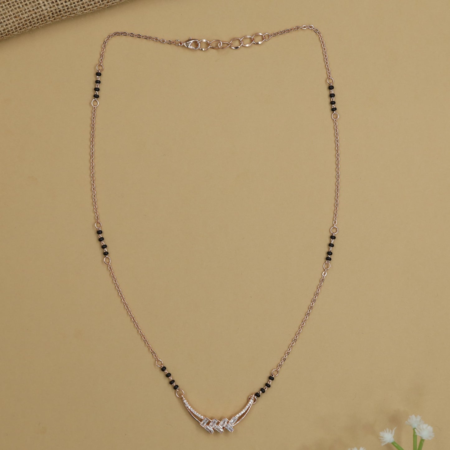 Iconic Rose Gold Mangalsutra with Rounded Cross Detailing