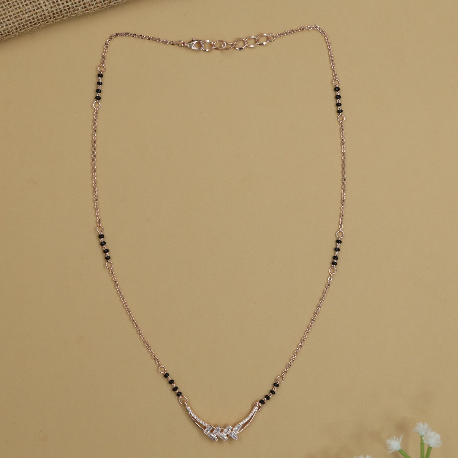 Iconic Rose Gold Mangalsutra with Rounded Cross Detailing