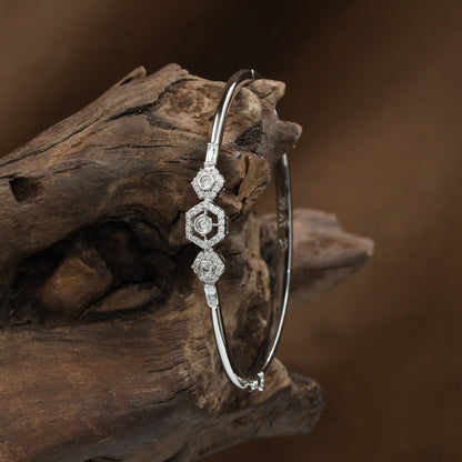 Bloom Hexagon Kada with Floral Connector Arrangement and Border Detailing