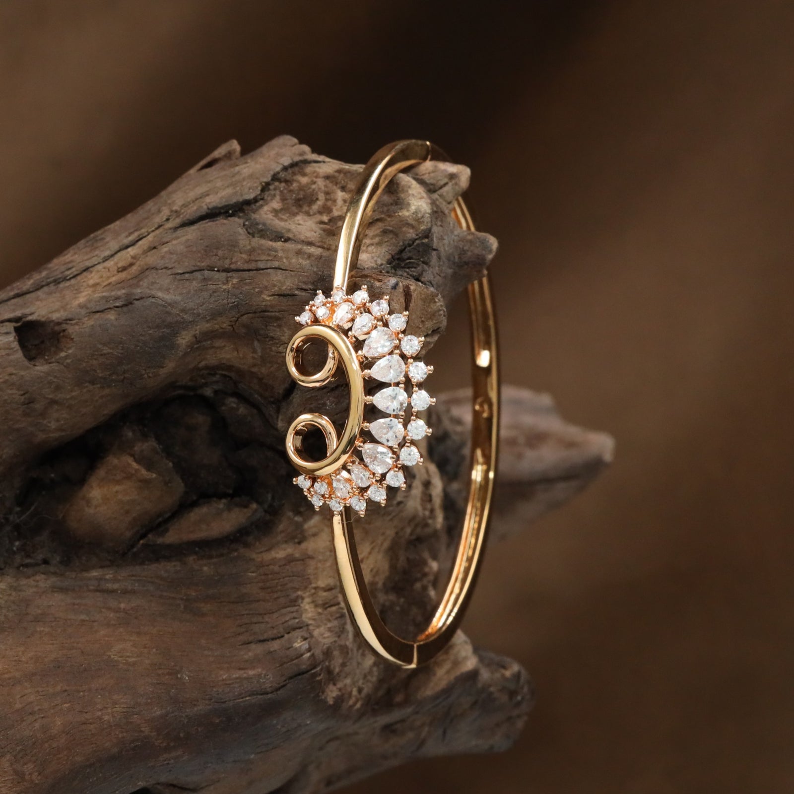 Jewel Floral Kada with Raised Cluster Layout and Circular Detailing