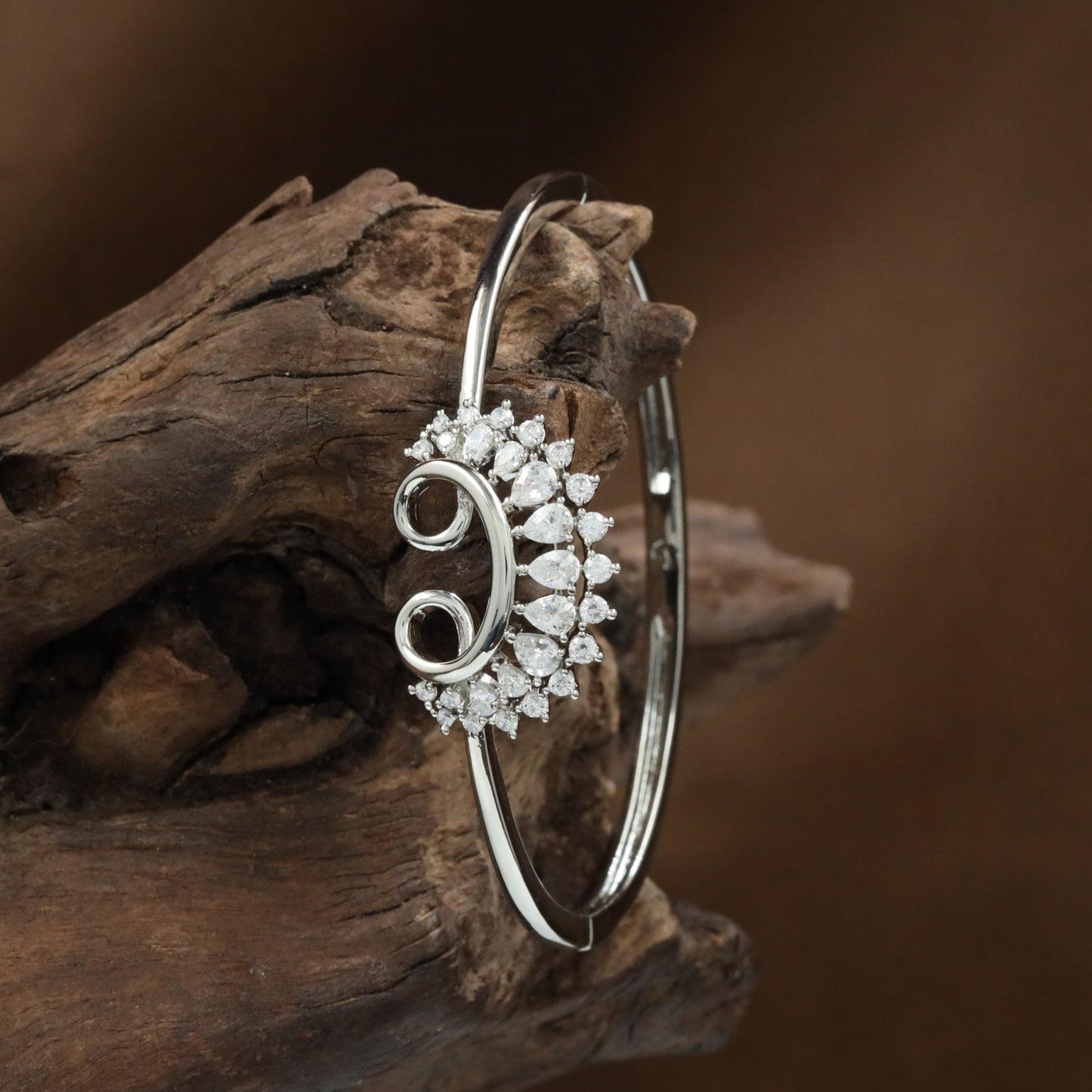 Jewel Floral Kada with Raised Cluster Layout and Circular Detailing