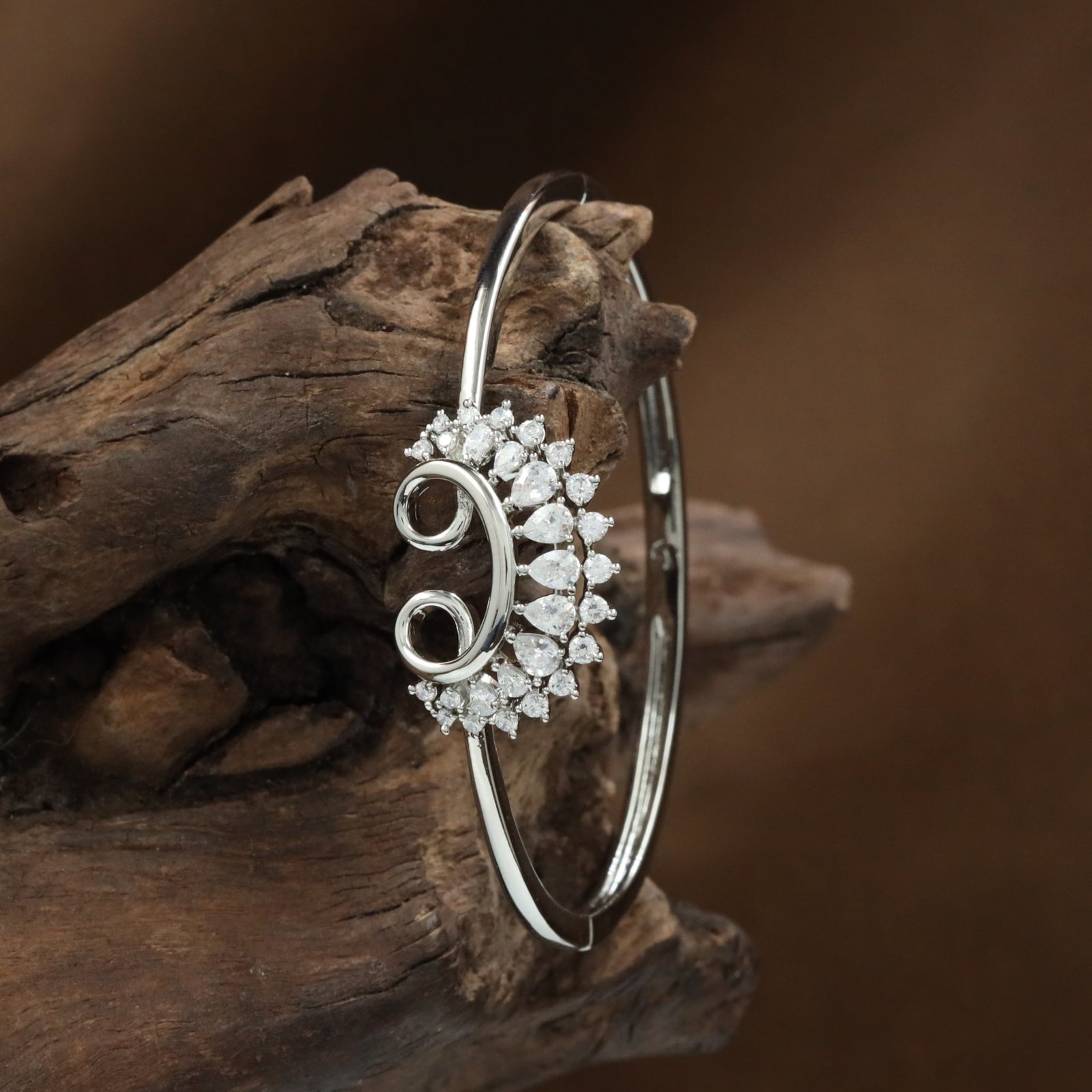Jewel Floral Kada with Raised Cluster Layout and Circular Detailing