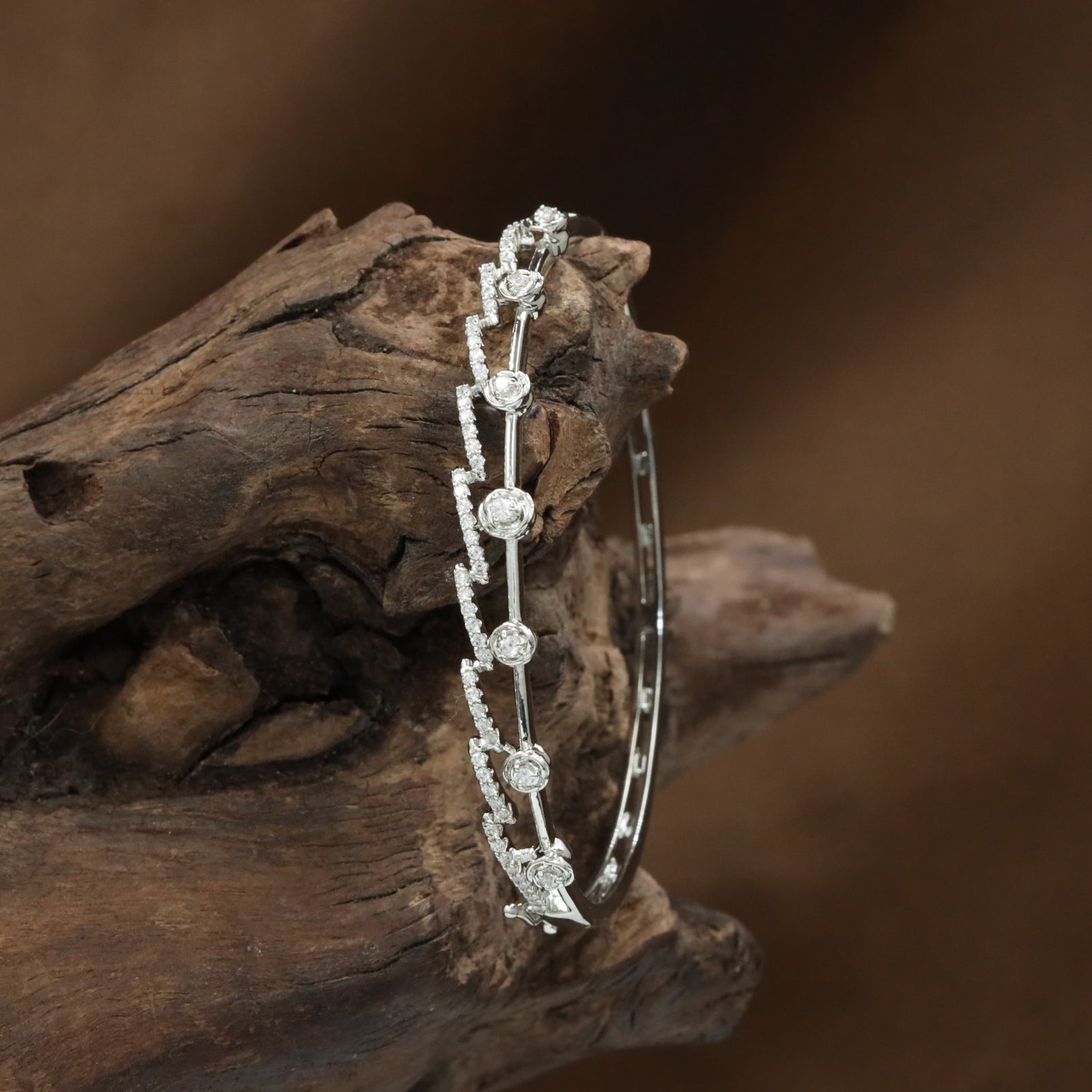 Empress Leaf Kada with Raised Floral Arrangement and Compact Detailing