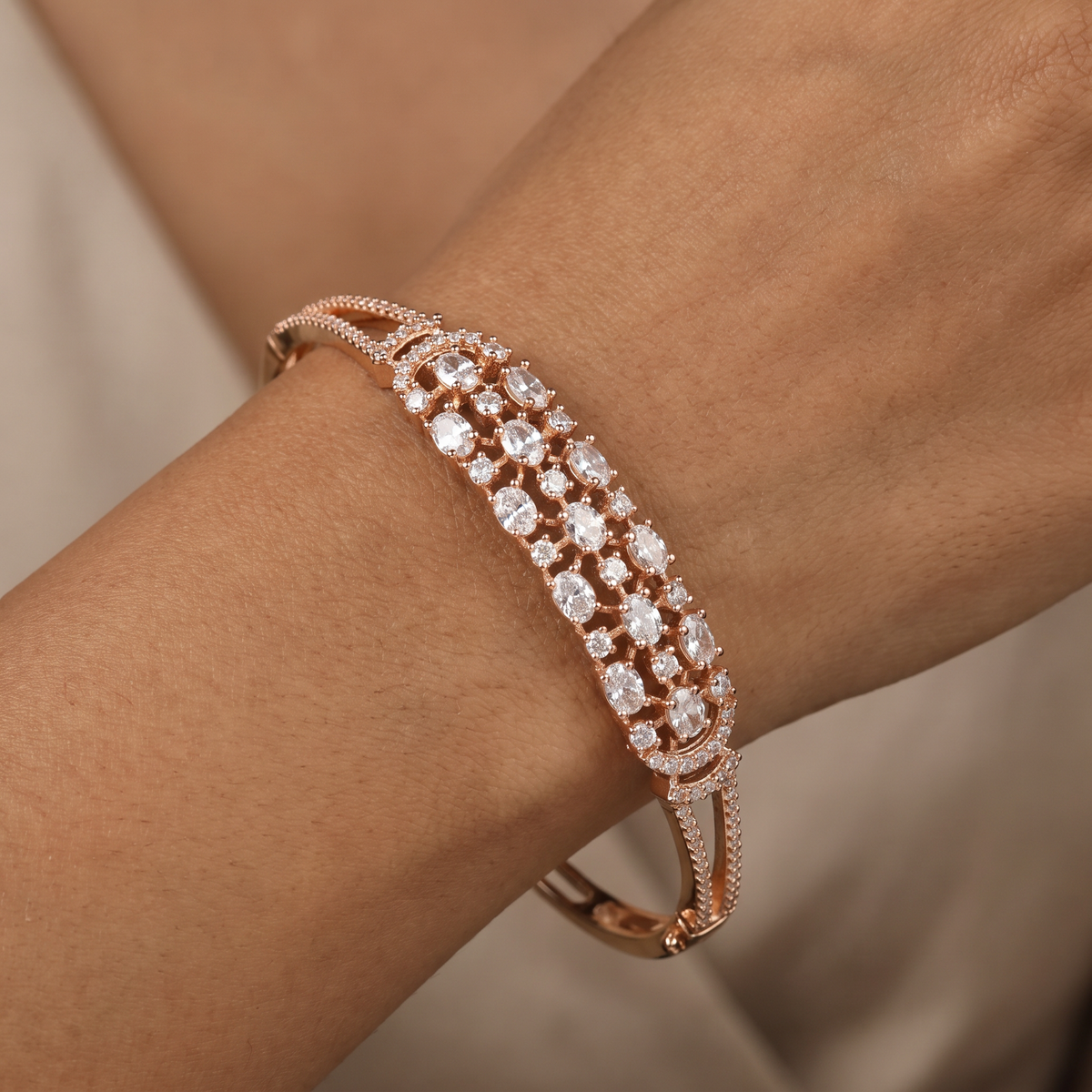 Jewel Border Kada with Repeating Frame Styling and Detailed Placement