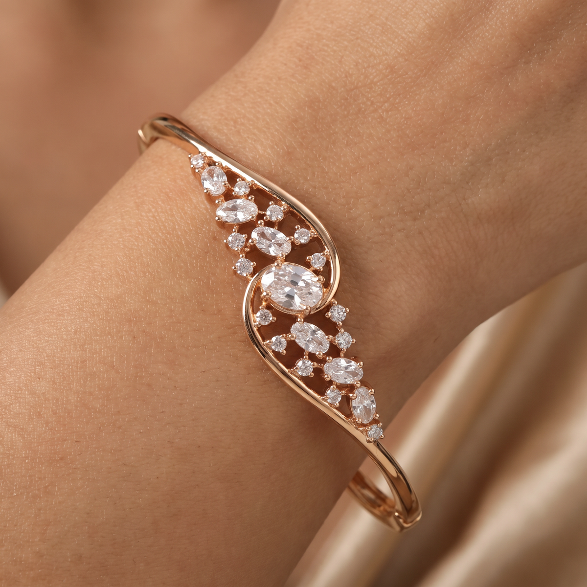 Cascade Floral Kada with Hanging Cluster Placement and Edge Detailing