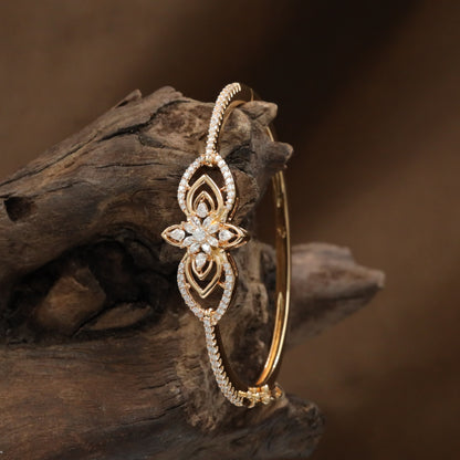Bezel Leaf Kada with Dual Marquise Layout and Structured Styling
